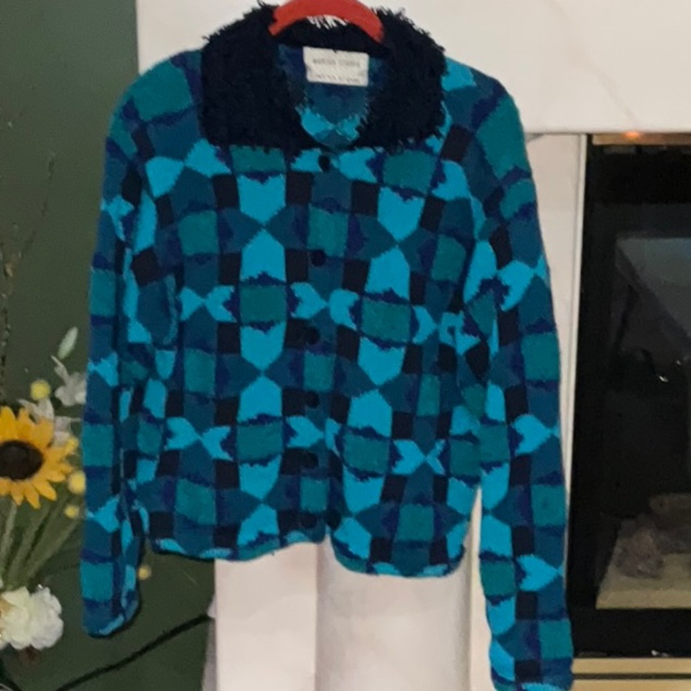 Marisa Studio Hand Knit Button-Up Sweater Various Yarn Types Vintage Large
